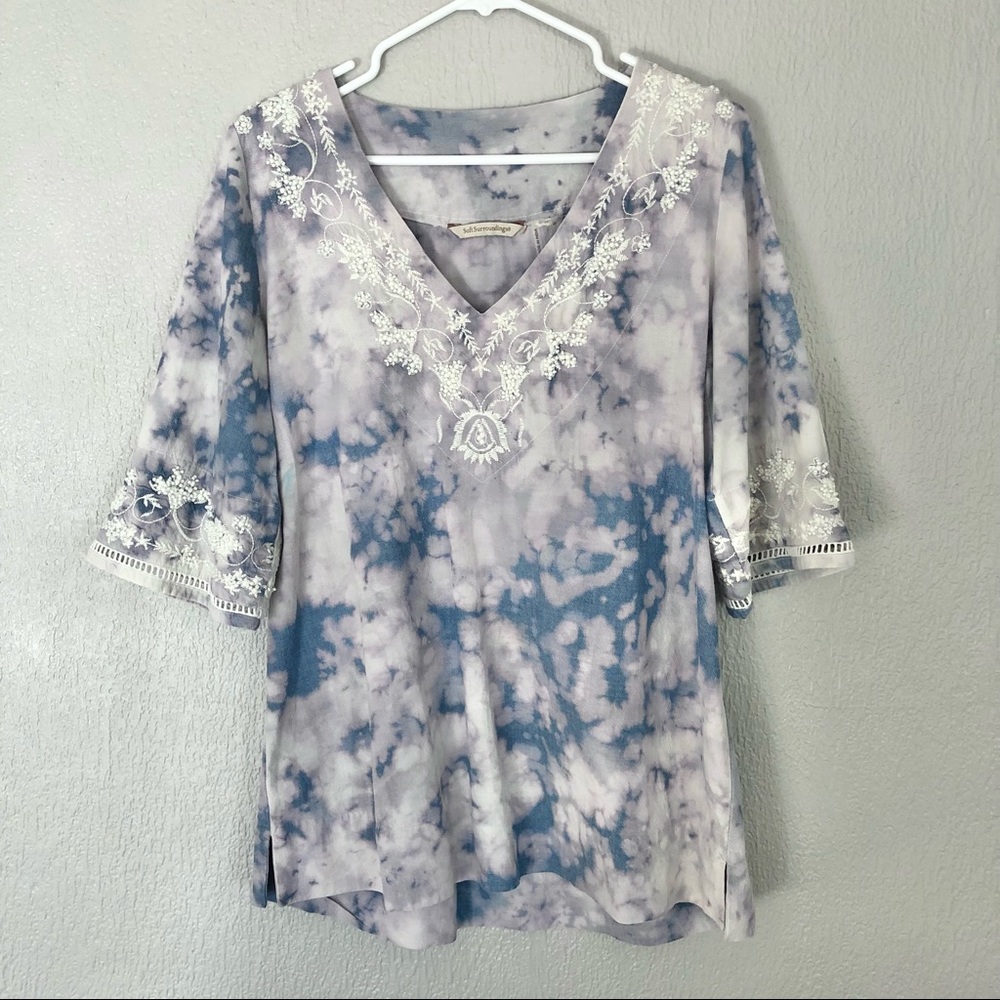 [Soft Surroundings] Pearl Embellished Blouse-Small